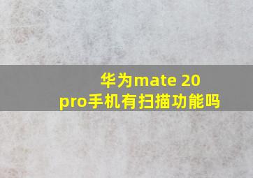 华为mate 20 pro手机有扫描功能吗